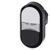 SIEMENS Dvojtlačítko osvětlené, 22 mm, kulaté, plast, bílá, černá barva