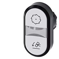 SIEMENS Dvojtlačítko osvětlené, 22 mm, kulaté, plast, bílá: symbol kotoučové pily