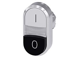 SIEMENS Dvojtlačítko osvětlené, 22 mm, kulatý, kov, s vysokým leskem, bílá: I, černá: O