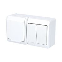 FAMATEL GALATEA Spínač sériový č.5 + zásuvka 2P+PE 16A 230V na omítku IP44 bílá
