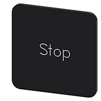 SIEMENS Štítek popisný 22 x 22 mm, štítek černý, popisek STOP