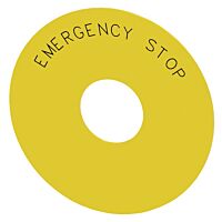 SIEMENS Štítek podkladový kulatý, pro tlačítko hřibové nouzového vypnutí, žlutá barva: Emergency Stop