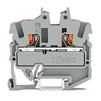 WAGO Svorka 2252-1201 2vodičová průchozí Mini s ovládacím tlačítkem 2,5 mm², šedá