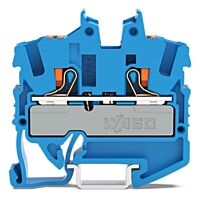 WAGO Svorka 2252-1204 2vodičová průchozí Mini s ovládacím tlačítkem 2,5 mm², modrá