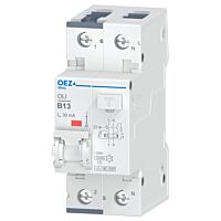 OEZ Jističochránič In 13 A, Ue AC 230 V, charakteristika B, Idn 30 mA, 1+N-pól, Icn 10 kA, typ F, provedení K typ OLI-13B-1N-030F-K