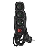 EMOS Přívod prodlužovací 5m 3zásuvka s vypínačem černá PVC 1,5mm2