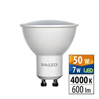 MCLED Žárovka LED 7W-50 GU10 4000K 100°