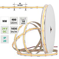 MCLED Pásek LED COB NW, 480LED/m, 10W/m, DC 24V, 1105lm/m, CRI90, IP20, 10mm, 5m
