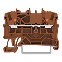 WAGO Svorka 2202-1201/000-014 2vodičová průchozí s ovládacím tlačítkem 2,5 mm², hnědá