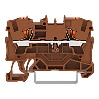 WAGO Svorka 2204-1201/000-014 2vodičová průchozí s ovládacím tlačítkem 4 mm², hnědá
