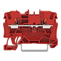 WAGO Svorka 2204-1203 2vodičová průchozí s ovládacím tlačítkem 4 mm², červená