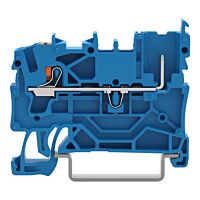 WAGO Svorka 2222-1204 základní – 1 vodič / 1 pin s ovládacím tlačítkem 2,5 mm², modrá