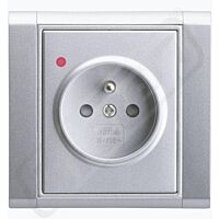 ABB TIME Zásuvka 5598E-A02359 01 jednonásobná s clonkami, s ochranou před přepětím a optickou signalizací poruchy, bezšroubová, bílá/ledová bílá