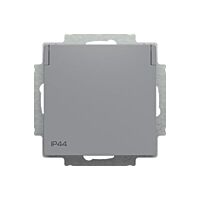 ABB Zoni 6620T-A07995 241 Zásuvka jednonásobná s bočními kontakty schuko, s clonkami, s víčkem, IP44 šedá