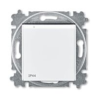 ABB LEVIT Zásuvka 6619H-A06697 62 s víčkem a clonkami, bezšroubové svorky, IP44, bílá / kouřová černá