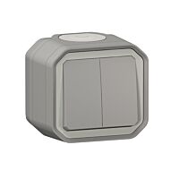 LEGRAND Spínač PLEXO 6+6, 10A, 250V, na omítku, IP55, šedá