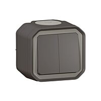 LEGRAND Spínáč 2násobný PLEXO 6+6 střídavý,10A, 250V, na omítku, IP55, antracit