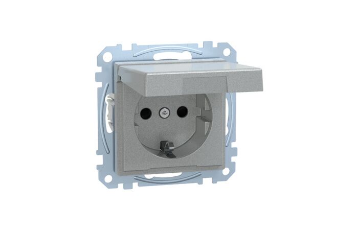 Zásuvka Schuko, Sys-M, IP44, alu