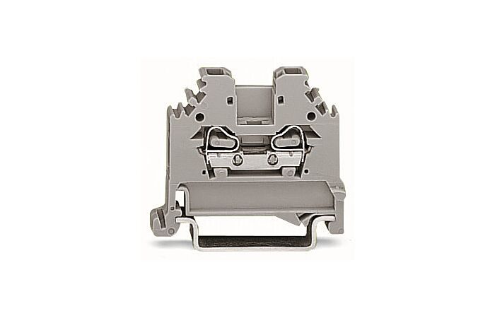 WAGO Svorka 280-101 2vodičová průchozí, boční držáky značení, na DIN lištu 35 × 15 a 35 × 7,5, CAGE CLAMP®, 2,50 mm², šedá