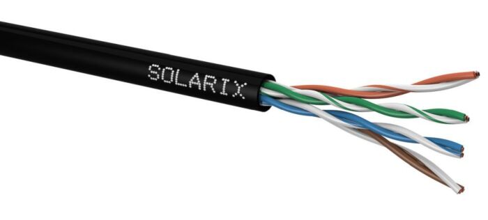 SOLARIX Kabel UTP 4x2x0,5 CAT5E PE venkovní (balení 305m/box)