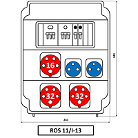 Skříň ROS-11/I-13 jištěná zásúvková IP54