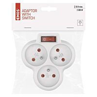 EMOS Rozbočovací zásuvka 3× kulatá, bílá