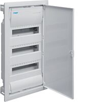 HAGER Skříň VOLTA VU36NC, 36TE, 3-řadá, zapuštěná, plastová vana, kovová plná dvířka, bezšroubové svorky, IP30