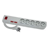 ELGOTECH Přívod prodlužovací   5m 5zásuvka 250V/10A s vypínačem přepěťová ochrana IP20 bílá