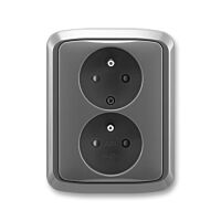 ABB TANGO Dvojzásuvka 5512A-2359 S2 s clonkami, kouřová šedá