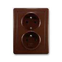 ABB SWING Dvojzásuvka 5512G-C02349 H1 s ochrannými kolíky, hnědá
