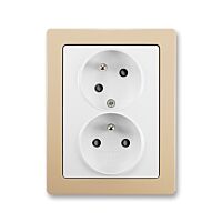 ABB SWING Dvojzásuvka 5513J-C02357 B1C3 s clonkami, s natočenou dutinou, jasně bílá/mocca