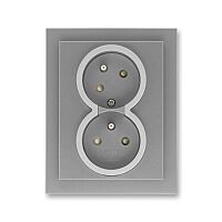 ABB NEO Dvojzásuvka 5513M-C02357 73 s clonkami, s natočenou dutinou, IP40, ocelová/titanová