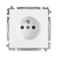 ABB Zásuvka 5519B-A0235784,jednonásobná s ochr. kolíkem a clonkami, bezšroubová,studio bílá