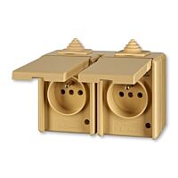 ABB Dvojzásuvka PRAKTIK 5598-2069 D, průběžná, s ochranou před přepětím, IP44, béžová