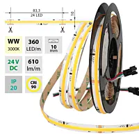 COB SPI LED pásek WW, 360LED/m, 11,5 W/m