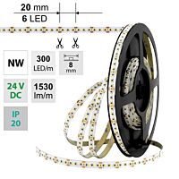 MCLED Pásek LED SMD2216 NW, 300LED/m, 18W/m, 1530lm/m, IP20, DC 24V, 8mm, 5m