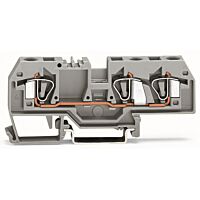 WAGO Svorka 282-681 3vodičová, průchozí, na DIN lištu 35 × 15 a 35 × 7,5, CAGE CLAMP®, 6 mm², šedá