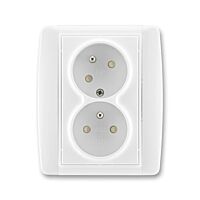 ABB ELEMENT Dvojzásuvka 5513E-C02357 03 chráněná s clonkami, bezšroubová, bílá/bílá