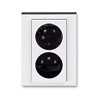 ABB LEVIT Dvojzásuvka 5513H-C02357 62 s clonkami, s natočenou dutinou, IP40, bílá/kouřová černá