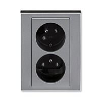 ABB LEVIT Dvojzásuvka 5513H-C02357 69 s clonkami, s natočenou dutinou, IP40, ocelová/kouřová černá