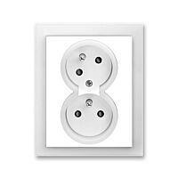 ABB NEO Dvojzásuvka 5513M-C02357 01 s clonkami, s natočenou dutinou, IP40, bílá/ledová bílá
