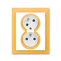 ABB NEO Dvojzásuvka 5513M-C02357 43 s clonkami, s natočenou dutinou, IP40, bílá/ledová oranžová