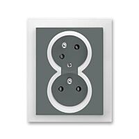ABB NEO Dvojzásuvka 5513M-C02357 61 s clonkami, s natočenou dutinou, IP40, grafitová/ledová bílá