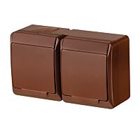 FAMATEL Dvojzásuvka GALATEA IP44 hnědá schuko