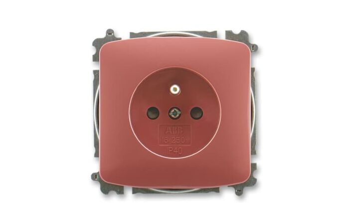 ABB Zásuvka 5519A-A02357 R2,jednonásobná, chráněná, s clonkami,bezšroubová, vřesová červená