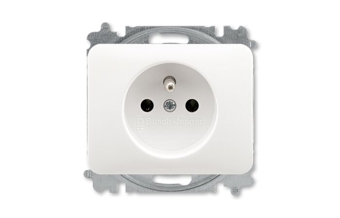 ABB Zásuvka 5519B-A0234724G,jednonásobná s ochr. kolíkem, bez clonek, bezšroubová, alabastrová