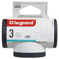 LEGRAND Zásuvka rozbočovací 230V/16A  trojnásobná 3X2P+T kulatá otočná IP20 bílá/tm.šedá