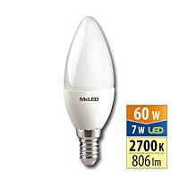 MCLED Žárovka LED 7W-60 E14 2700K 180° svíčka