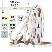 MCLED Pásek LED SMD2835 WW, 80LED/m, 7,2W/m, DC 24V, 1240lm/m, CRI90, IP20, 10mm, 5m