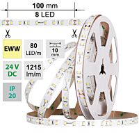 MCLED Pásek LED SMD2835 EWW, 80LED/m, 7,2W/m, DC 24V, 1215lm/m, CRI90, IP20, 10mm, 5m